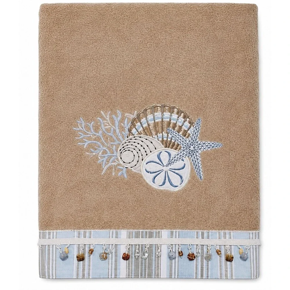 Avanti By The Sea Bath Towels Embroidered Beaded Beach Summer Home Set of 2